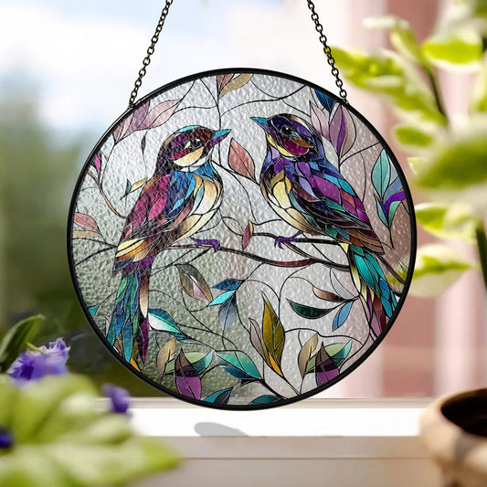 Vintage Stained Glass Bird Suncatcher