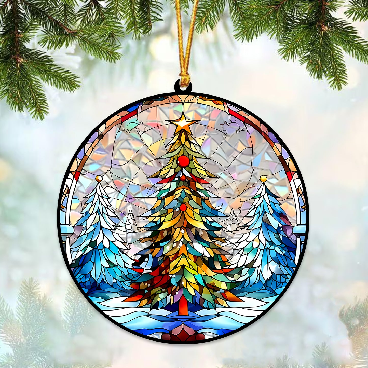 Stained Glass Christmas Tree Acrylic Ornament