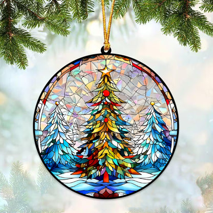 Stained Glass Christmas Tree Acrylic Ornament