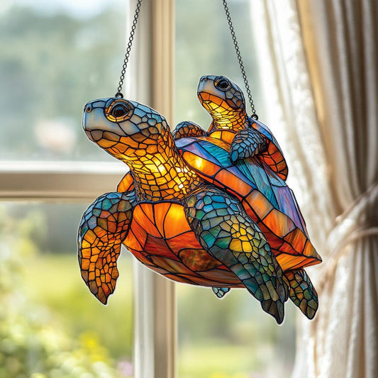 Tortoise Mom Turtle Acrylic Window Hanging