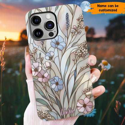 Wildflower Stained Glass Effect  – Personalized Flower Phone Case