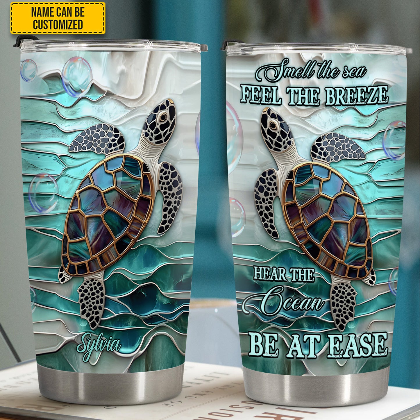 Smell The Sea - Personalized Turtle Tumbler