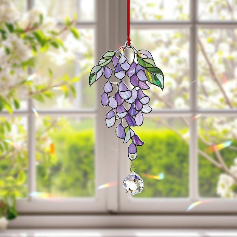 Purple Floral Hanging Crystal