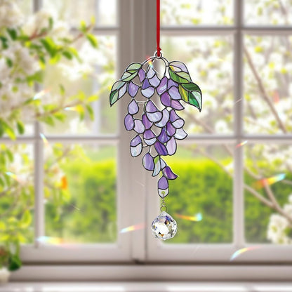 Purple Floral Hanging Crystal
