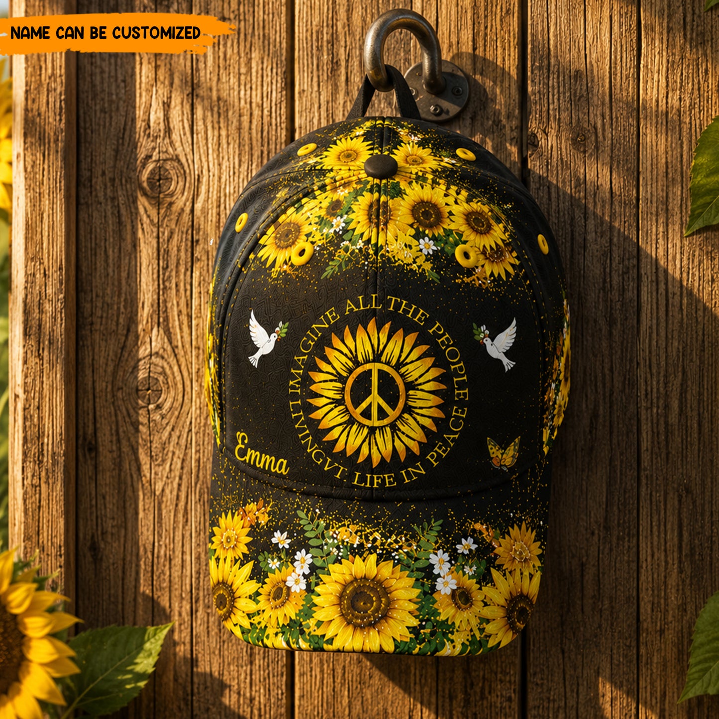 Imagine Peace Sunflower – Personalized Classic Cap