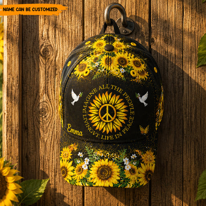 Imagine Peace Sunflower – Personalized Classic Cap