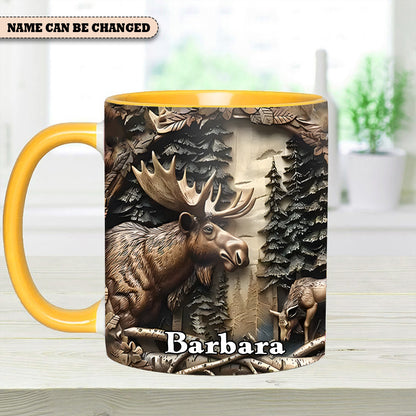 Vintage Moose Wreath Personalized Accent Mug – Rustic Gift for Mother’s Day & Nature Lovers