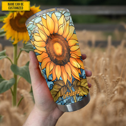 Personalized Stained Glass Sunflower Tumbler