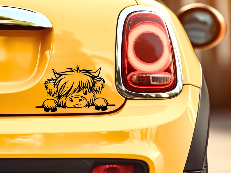 Highland Cow - Black Sticker
