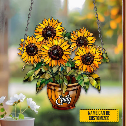 Personalized Vibrant Sunflowers Window Hanging Acrylic