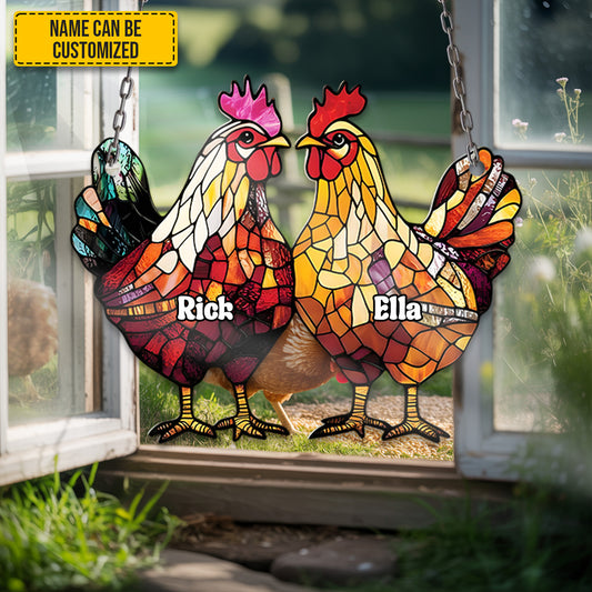 Chicken Couple Acrylic Window - Personalized Acrylic Window