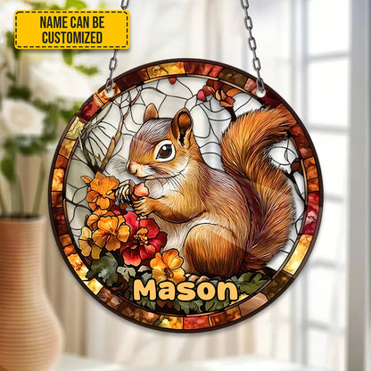Nature's Embrace – Personalized Squirrel Acrylic Window