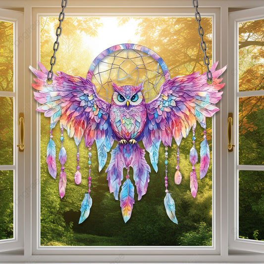 Bohemian Style Owl Acrylic Window Hanging
