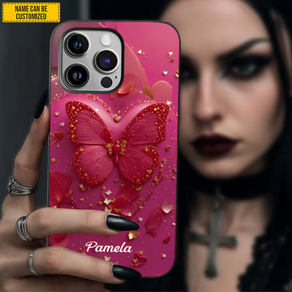 Personalized Pink Butterfly Phone Case