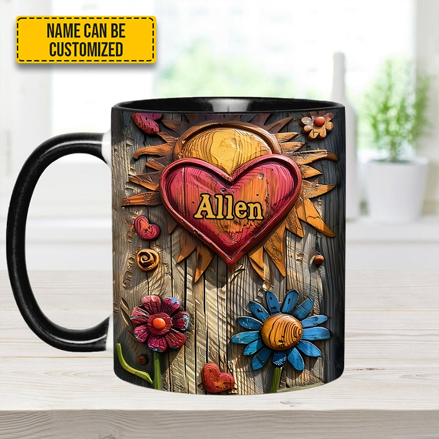 Hippie Heart Symbol - Personalized Hippie Accent Mug