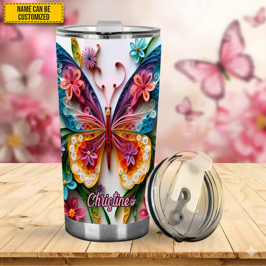 Colorful Butterfly - Personalized Butterfly Tumbler