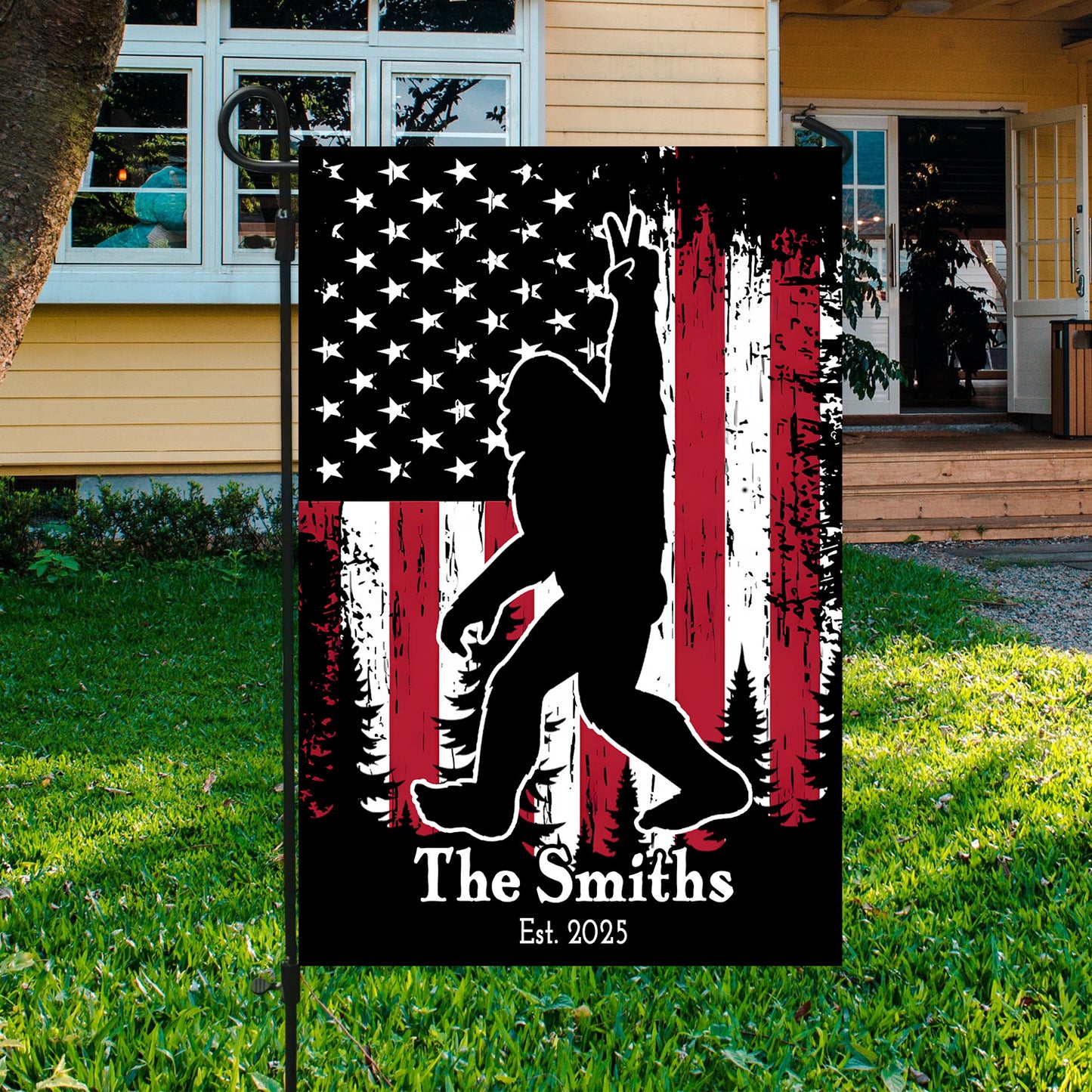 Personalized American Bigfoot Garden Flag, House Flag
