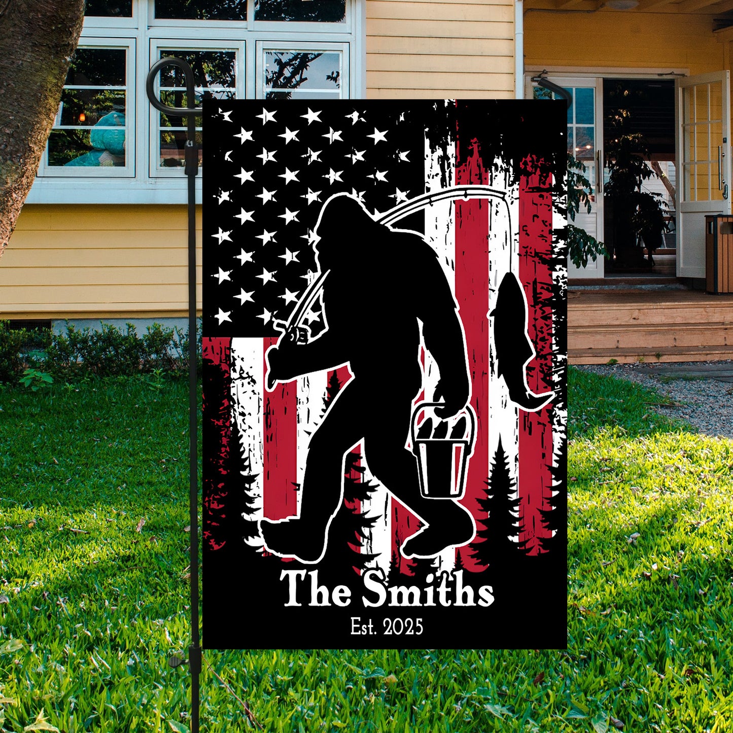 Personalized American Bigfoot Garden Flag, House Flag