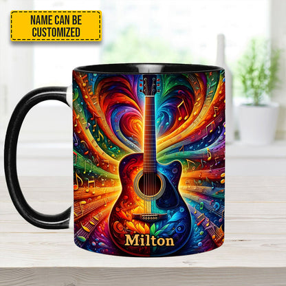 Personalized Colorful Guitar Music - Accent Mug