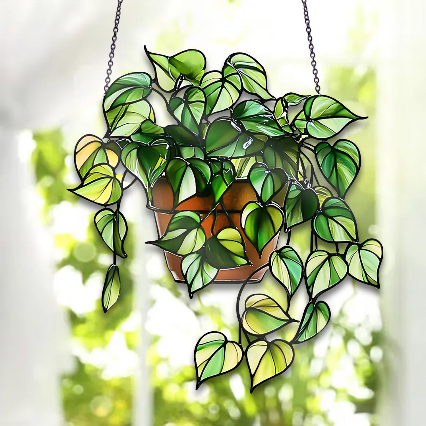 Hanging Heartleaf Plant Acrylic Window Hanging