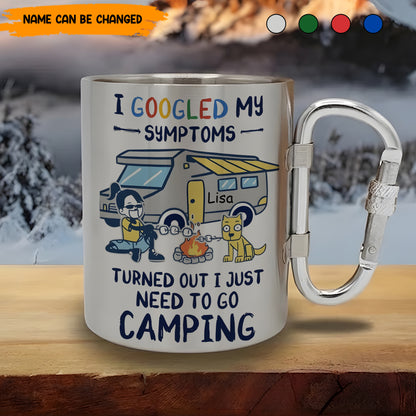 I Google My Symptoms – Personalized Camping Carabiner Mug