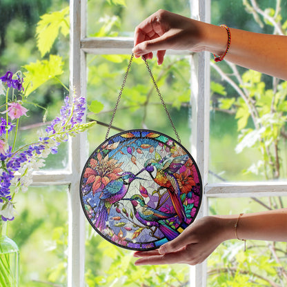 Beautiful Hummingbird Stained Glass Suncatcher