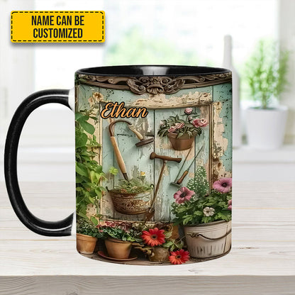 Garden Tools And Flowers - Personalized Gardening Accent Mug