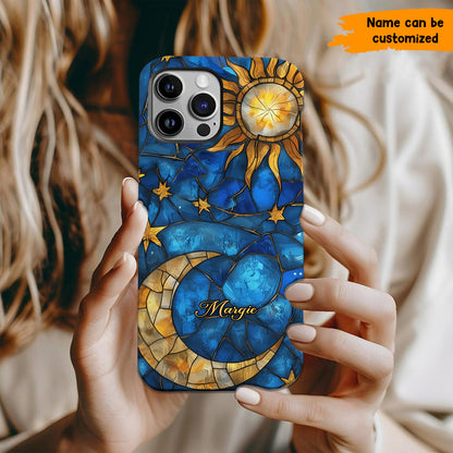 Celestial Grace – Personalized Moon & Sun Phone Case