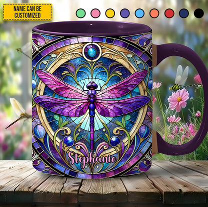 Personalized Dragonfly Stained Glass Accent Mug