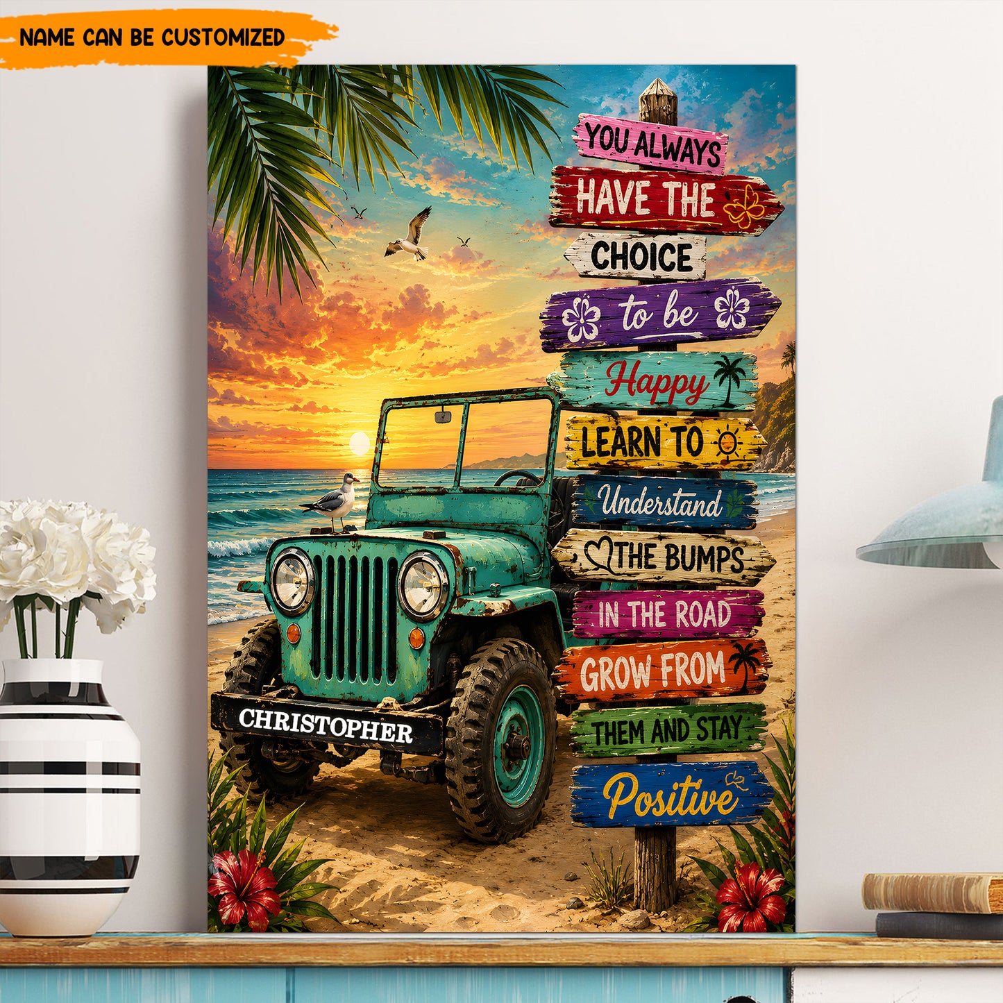 Ocean Breeze Jeep Life – Personalized Poster Canvas