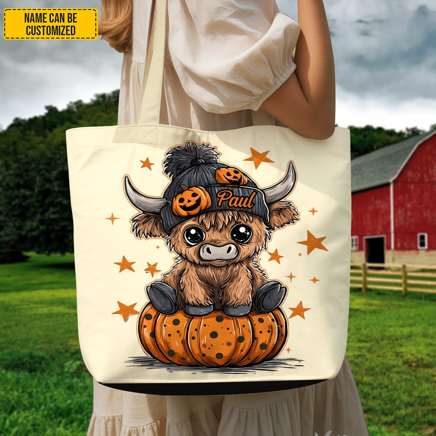 Cute Halloween Cow - Personalized Tote Bag