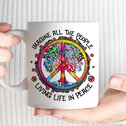 Imagine All The People - Hippie White Mug