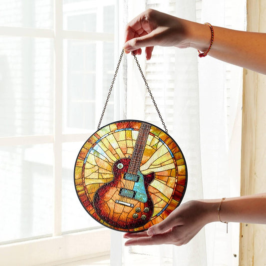 Guitar Stained Glass Sun Catcher Electric Guitar Light Catcher