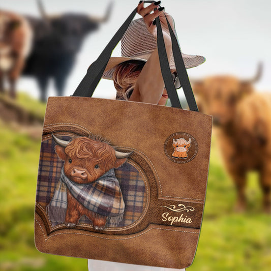 Cute Highland Cow - Personalized Highland Cow Tote Bag