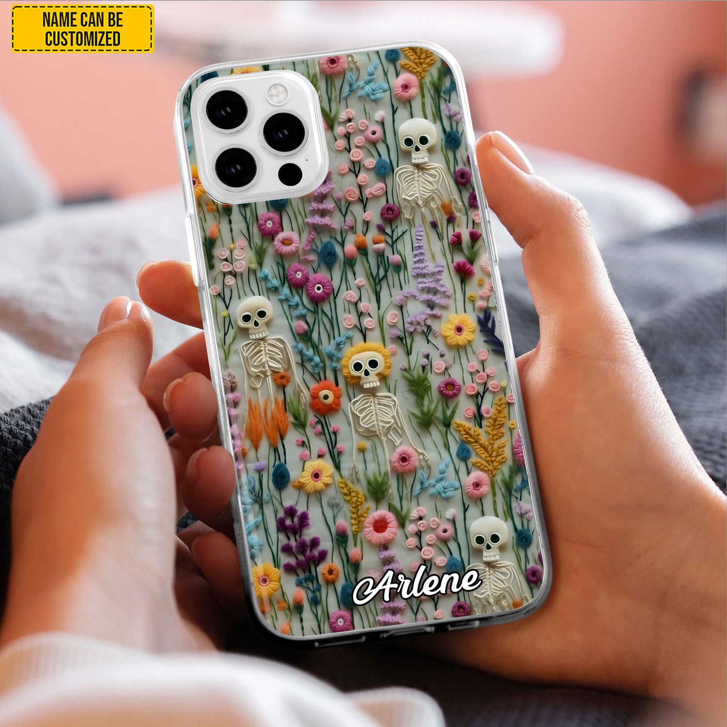 Personalized Skull Floral Phone Case
