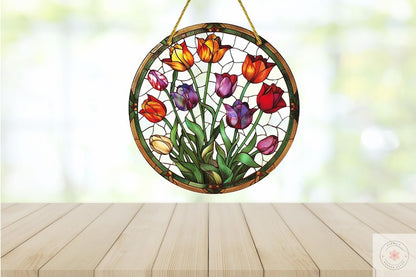 Colorful Tulip Acrylic Window Hanging