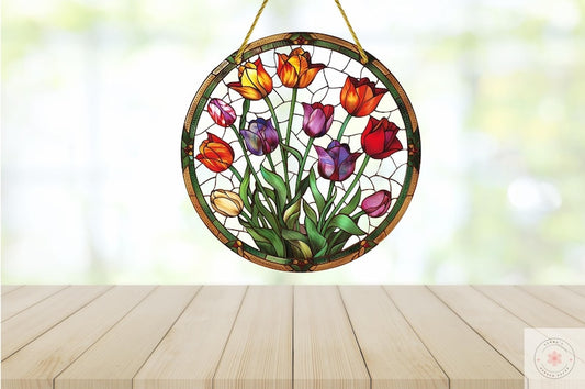 Colorful Tulip Acrylic Window Hanging