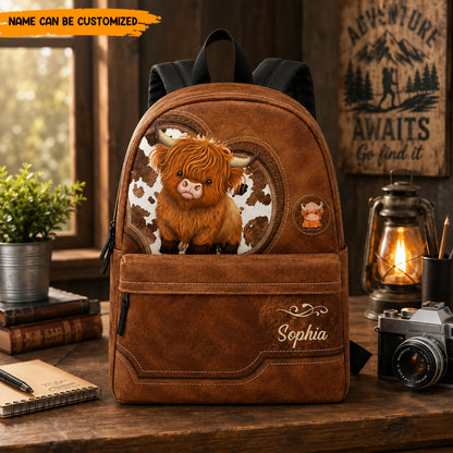 Personalized Highland Cow - Kids Backpack