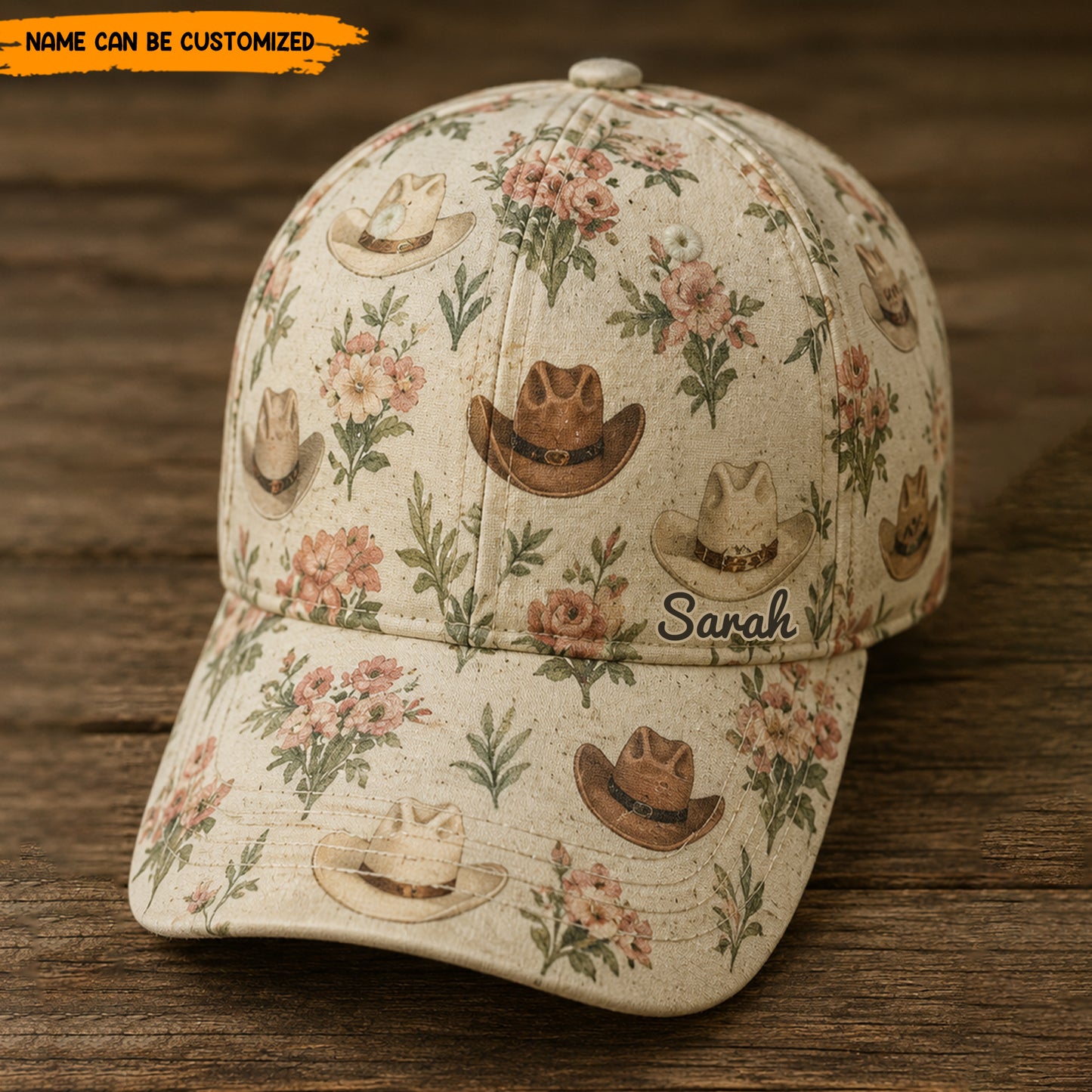 Personalized Floral Cowboy Hat Classic Cap