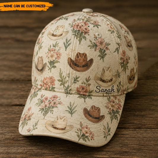 Personalized Floral Cowboy Hat Classic Cap