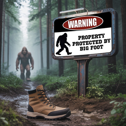 Protected by Bigfoot – Funny Metal Sign