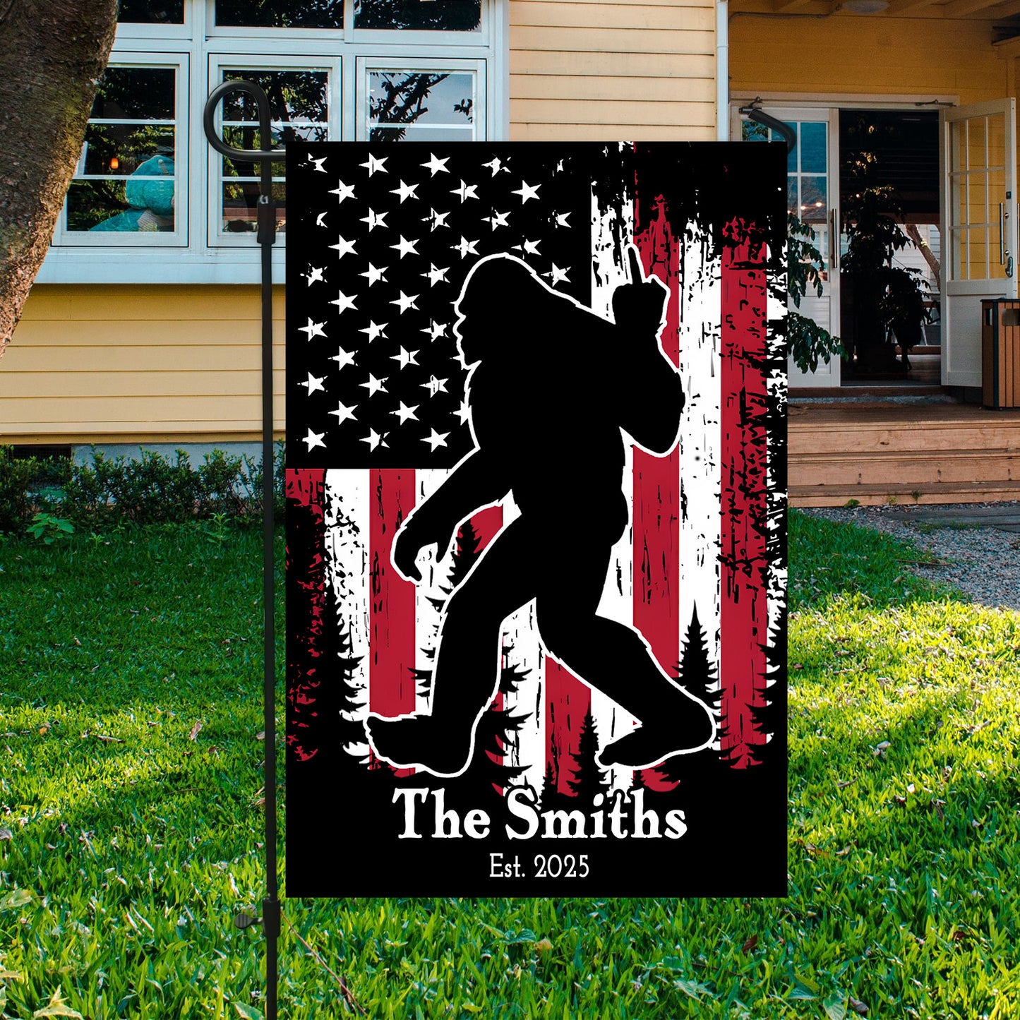 Personalized American Bigfoot Garden Flag, House Flag