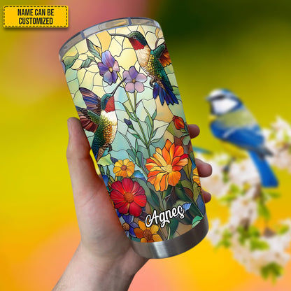Personalized Stained Glass Hummingbird Tumbler