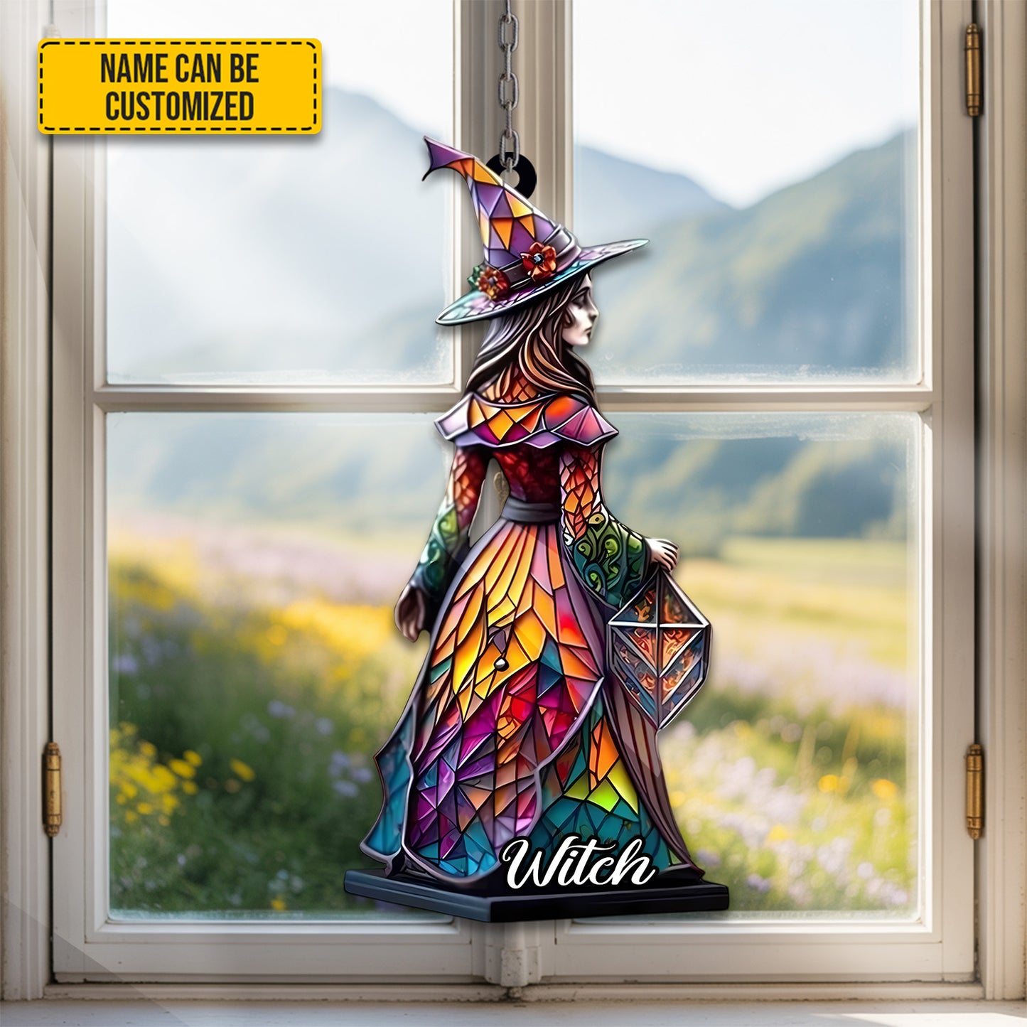 Personalized Angel & Witch Acrylic Window Hanging