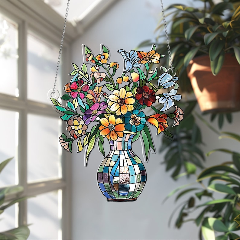 Flower Flask Acrylic Window Hanging