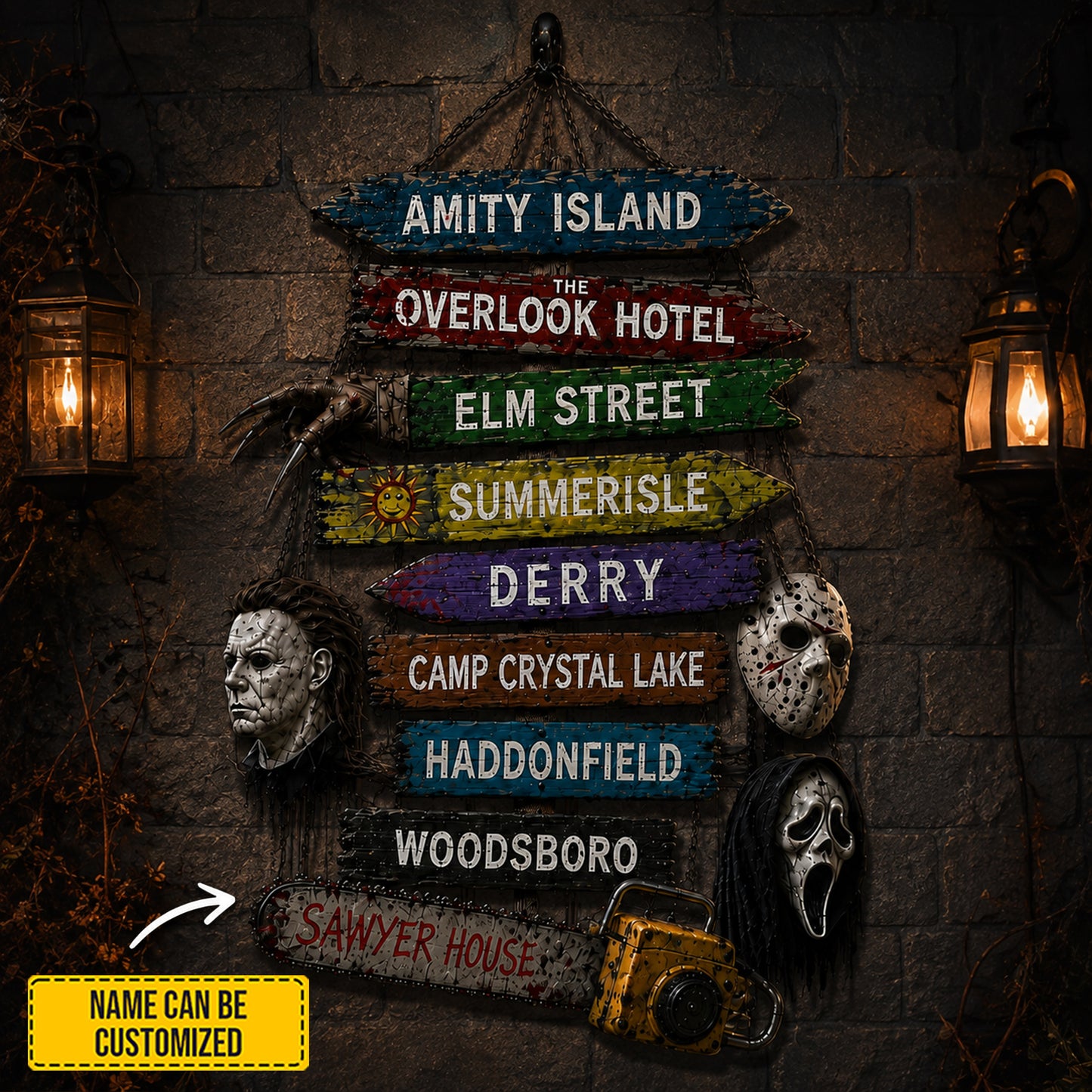Personalized Halloween Horror Wooden Sign Version 2