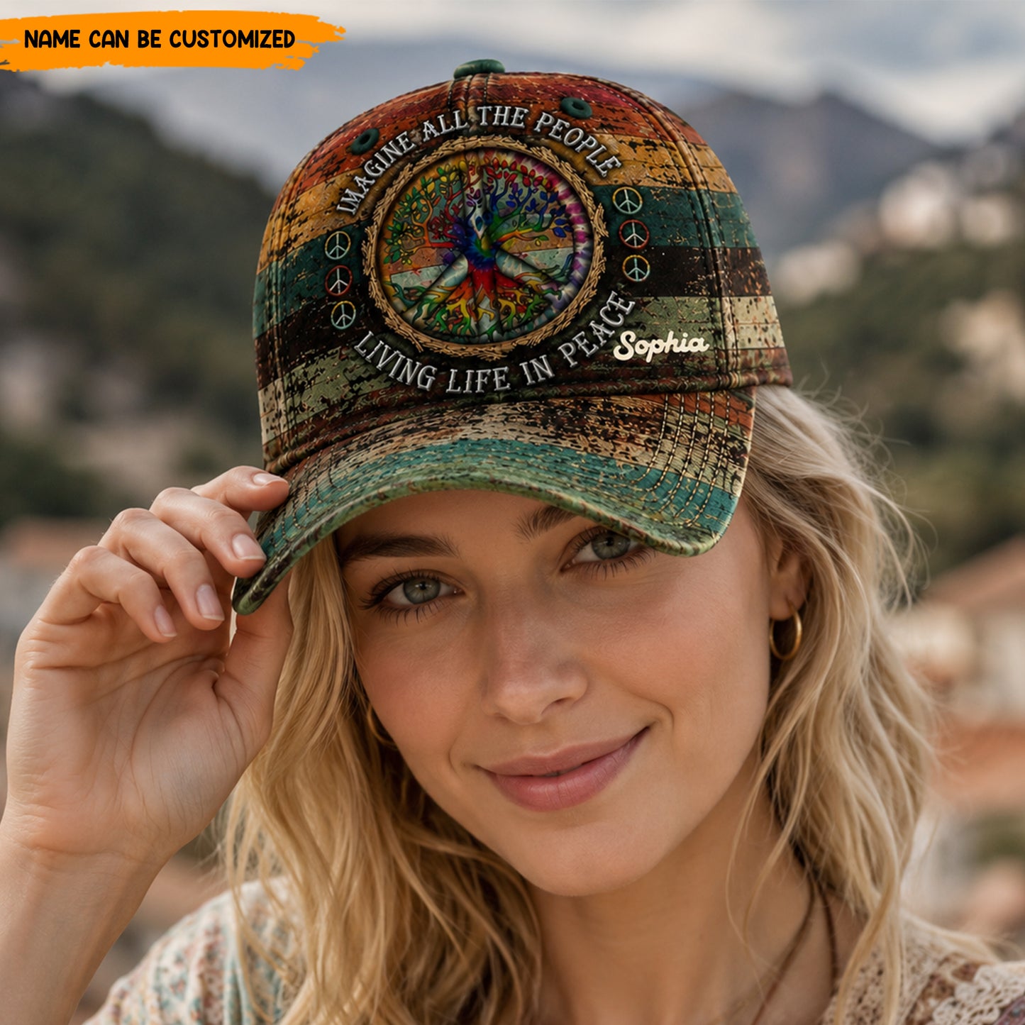 Personalized Hippie Tree of Life Vintage Classic Cap
