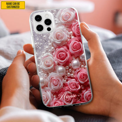 Personalized Flowers & Pearl Phone Case