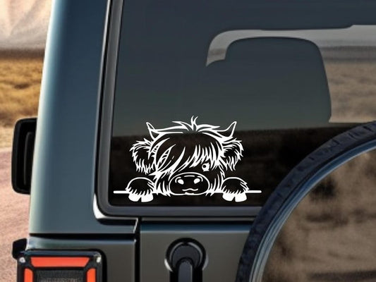 Highland Cow - White Sticker