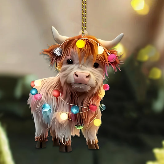 Colorful Highland Cow Ornament